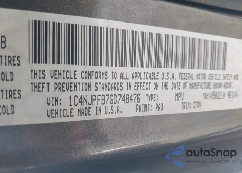 2016 Jeep Patriot Latitude из США, поврежденный, VIN 1C4NJPFB7GD748476